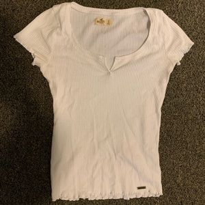 White Ribbed Hollister Tee